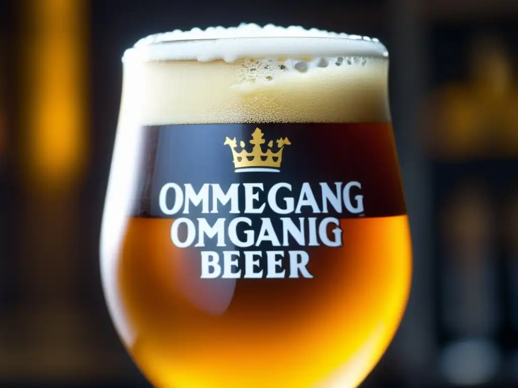 Cerveza Ommegang: color ámbar, cabeza cremosa, burbujas efervescentes, frescura y textura suave