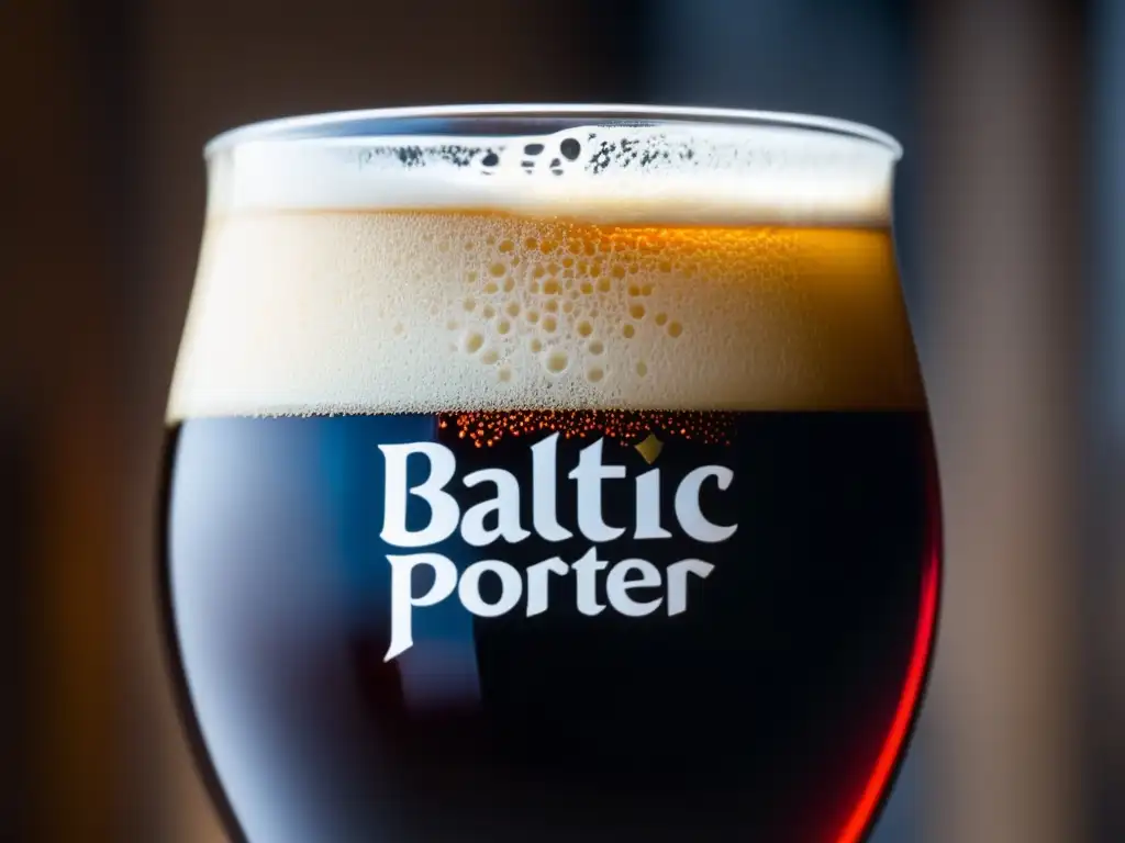 Imagen de una Baltic Porter vertida perfectamente en un vaso, con color marrón oscuro y espuma cremosa