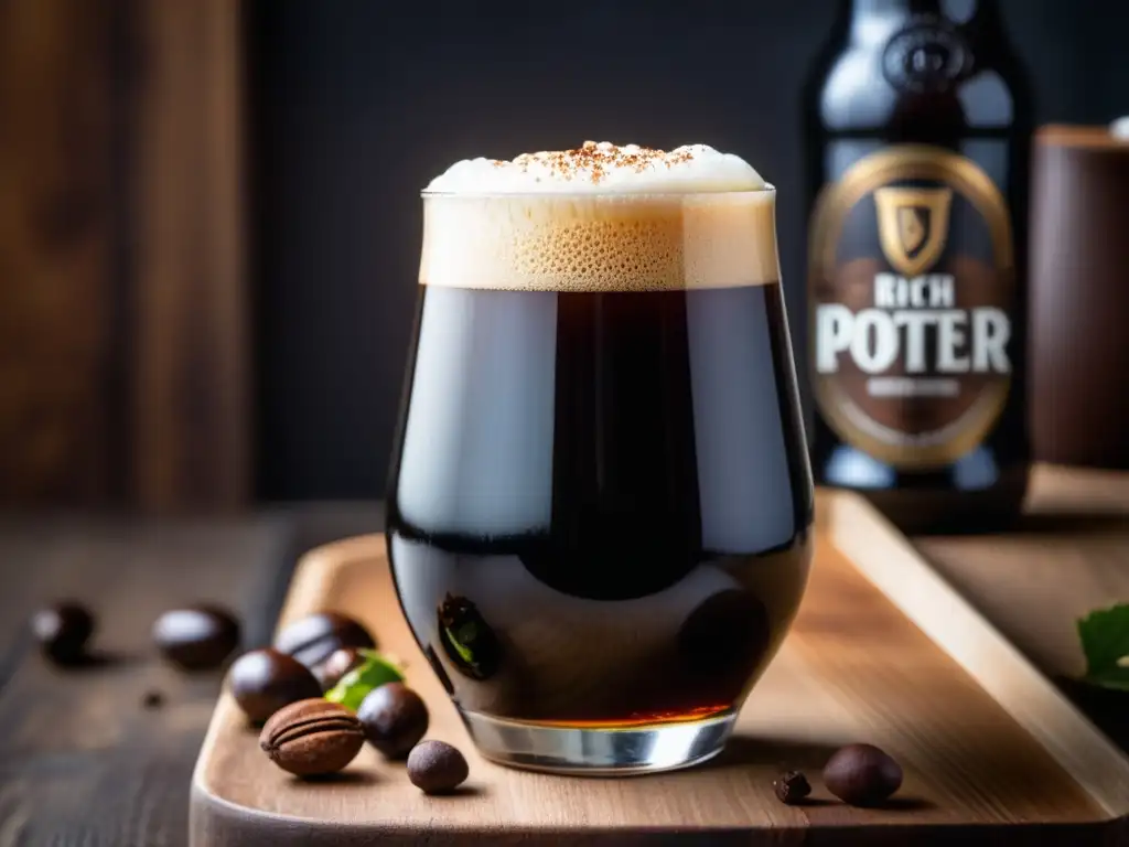 Cerveza Porter London con textura aterciopelada y color marrón oscuro