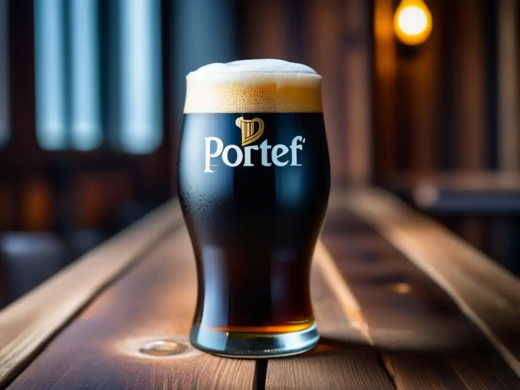 Cerveza Sinebrychoff Porter, una Baltic Porter oscura y rica en un vaso de vidrio helado -