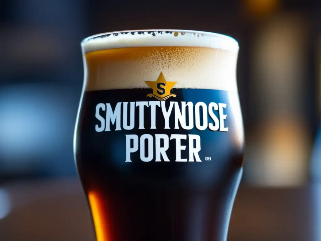 Pintura de Smuttynose Robust Porter, color oscuro y espuma cremosa