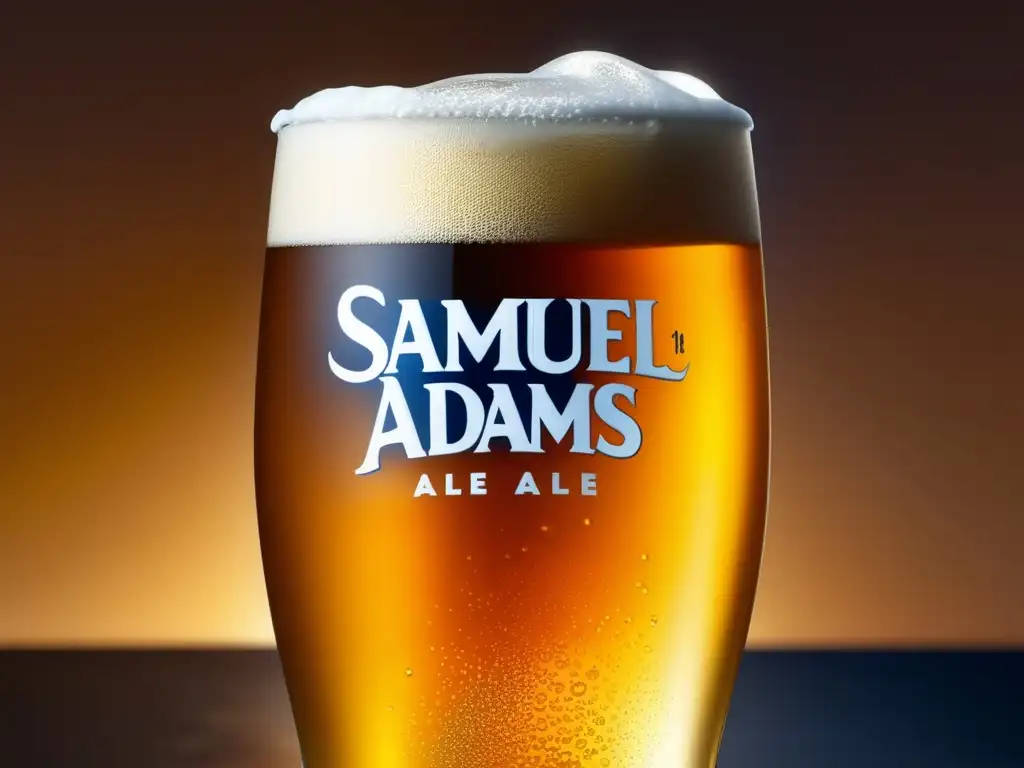 Imagen detallada - Vaso lleno de Samuel Adams Summer Ale - Cerveza dorada y burbujeante con condensación fresca (110 caracteres)