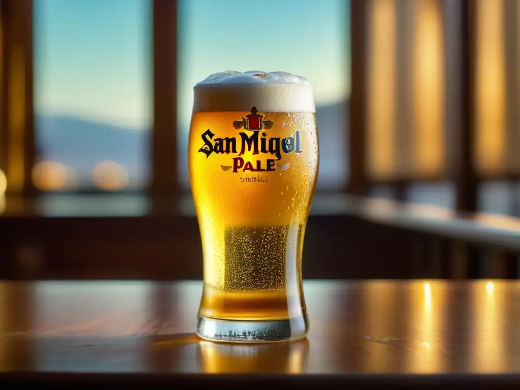 San Miguel Pale Pilsen: cerveza filipina dorada, burbujeante y refrescante en una imagen detallada