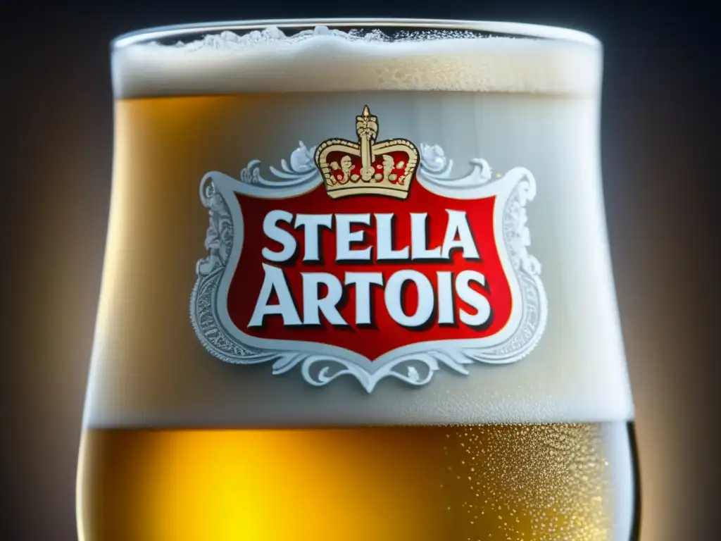 Cerveza Stella Artois Pale Lager, vertida perfectamente con burbujas y una cabeza cremosa