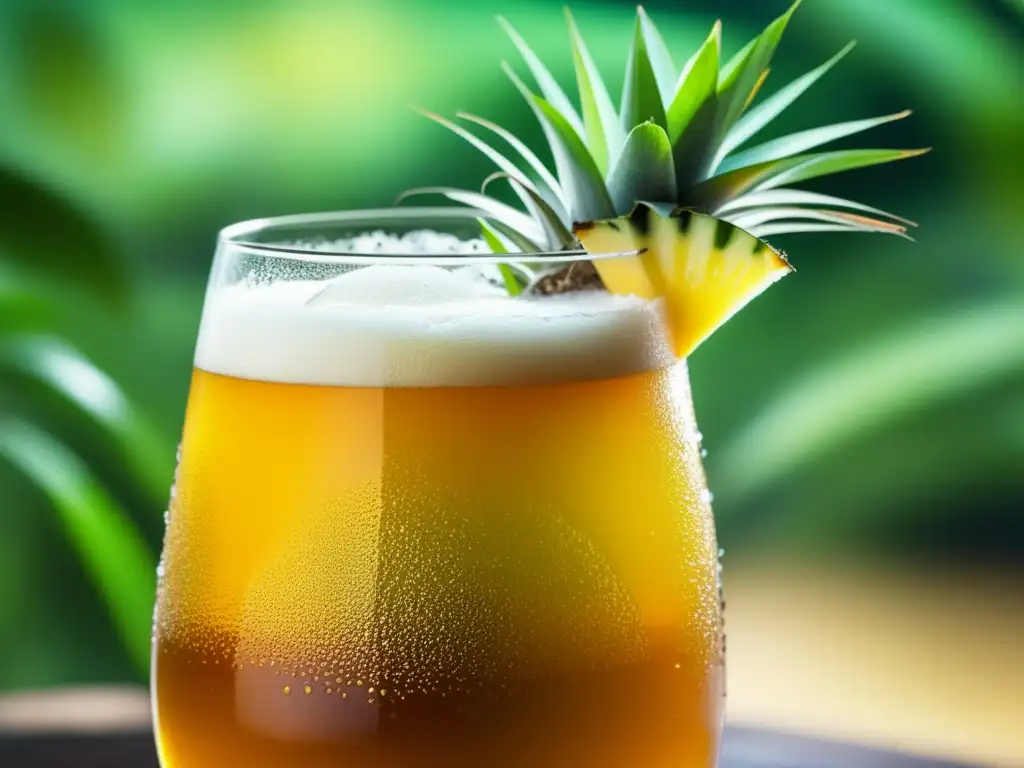 Cerveza de frutas tropicales doradas con piña fresca y menta - Curso Avanzado