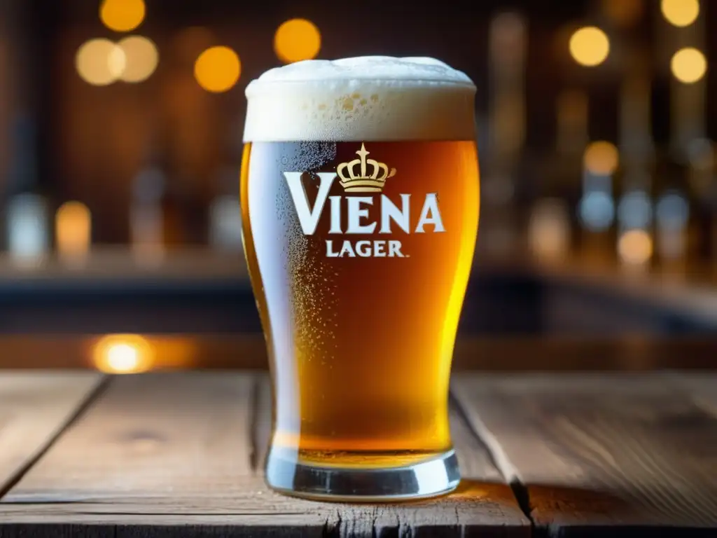 Imagen de una Vienna Lager y tapas españolas en una mesa rústica