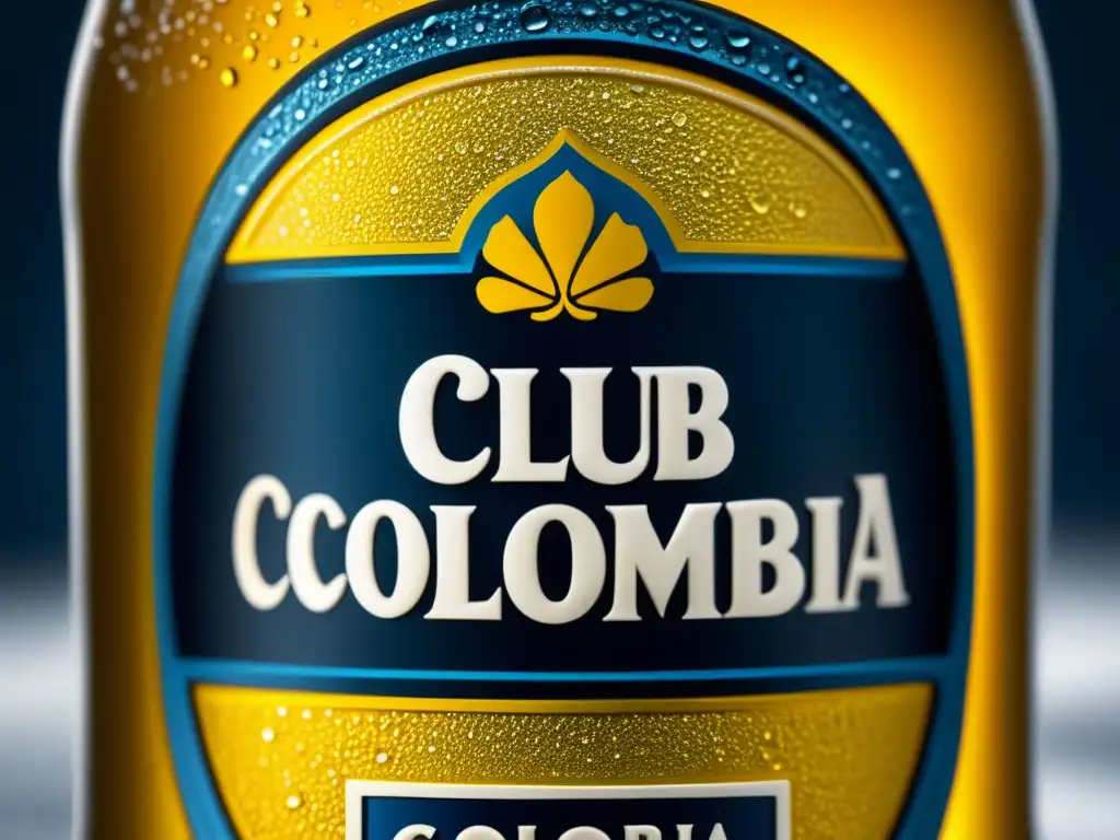 Botella de cerveza Club Colombia, con detalles helados y elegancia, invitando a descubrir su variedad