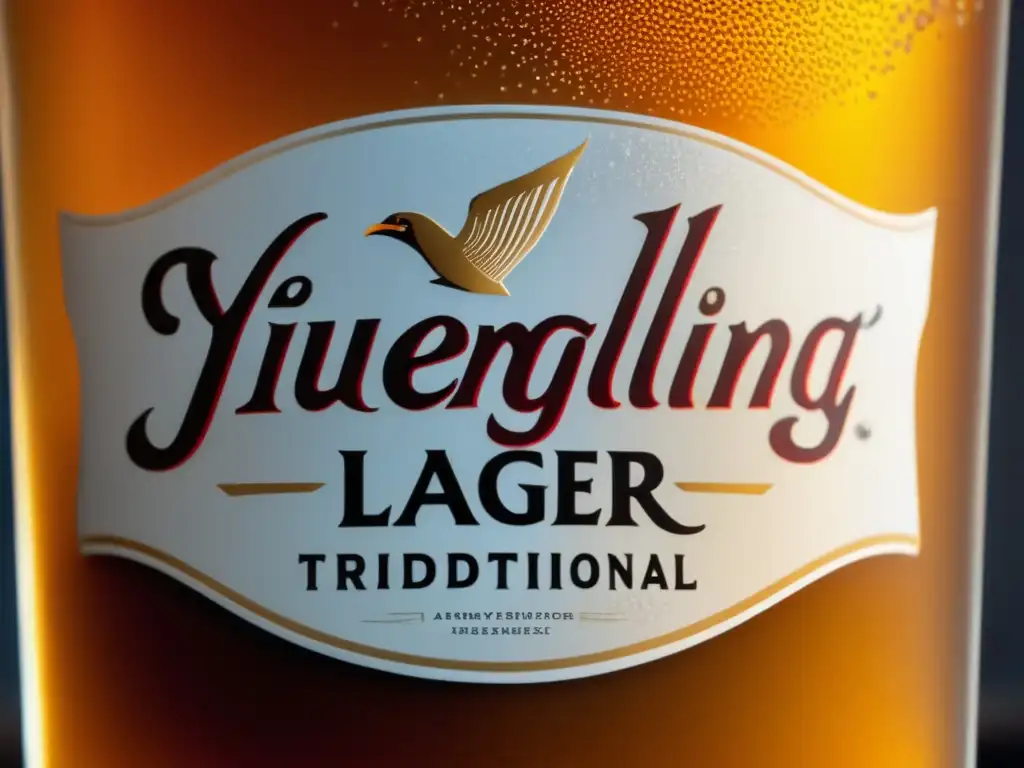 Cerveza Yuengling Traditional Lager, ámbar vibrante y refrescante en vaso alto -