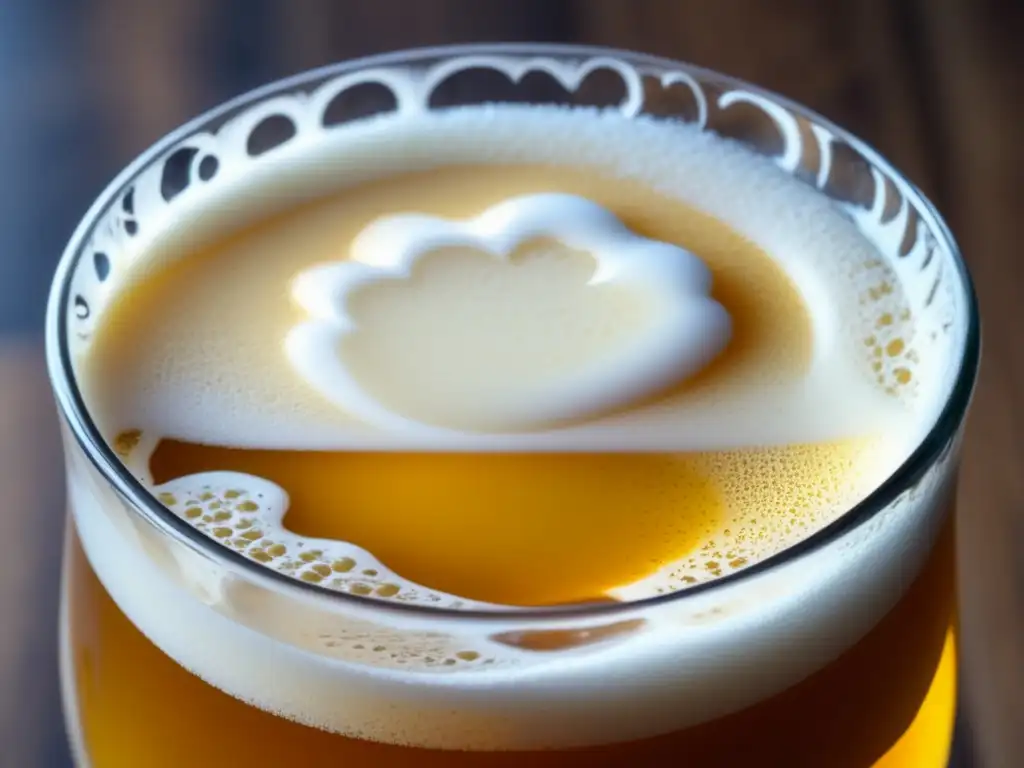 Cerveza dorada con espuma cremosa en mesa de madera - Ciencia y Sabor