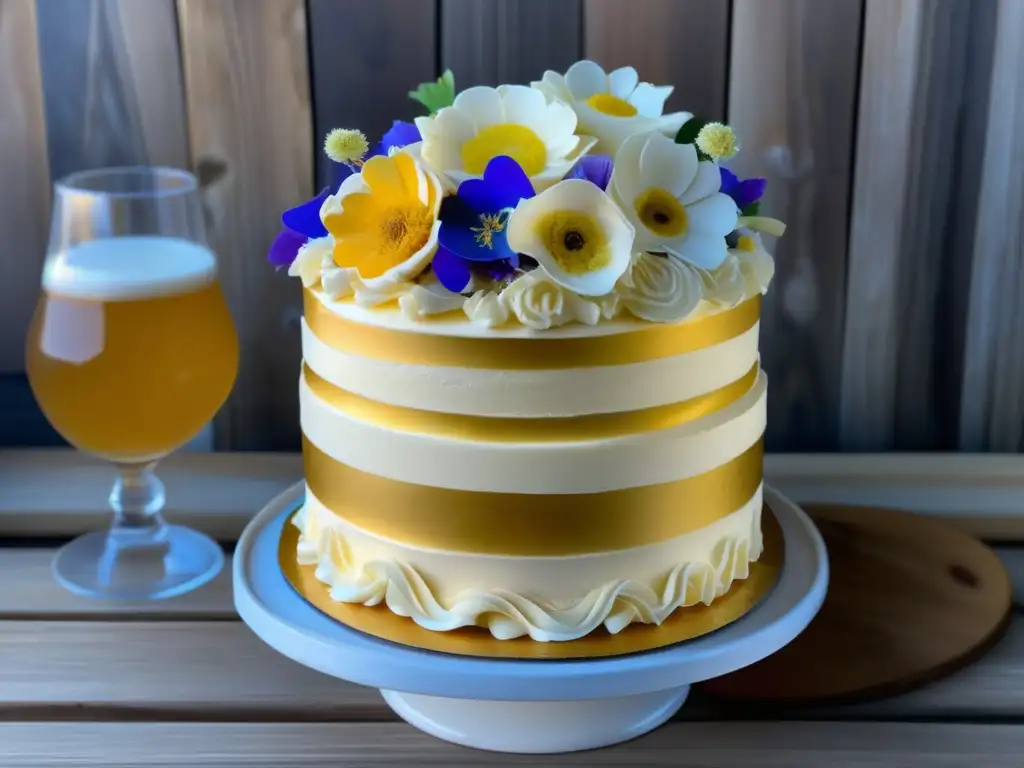 Delicioso pastel de crema ale y pasteles con detalles exquisitos en una mesa de madera rústica