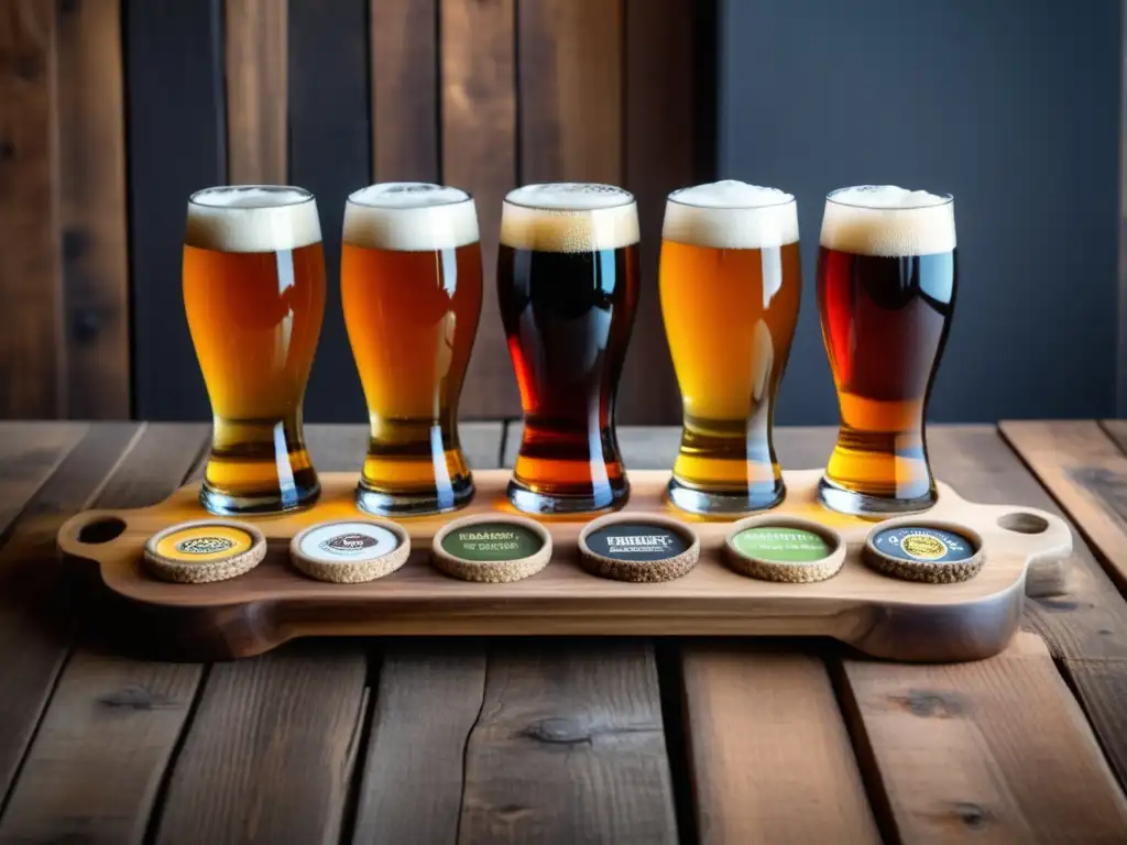 Ambiente ideal en una cervecería artesanal con una cuidada selección de cervezas y detalles decorativos