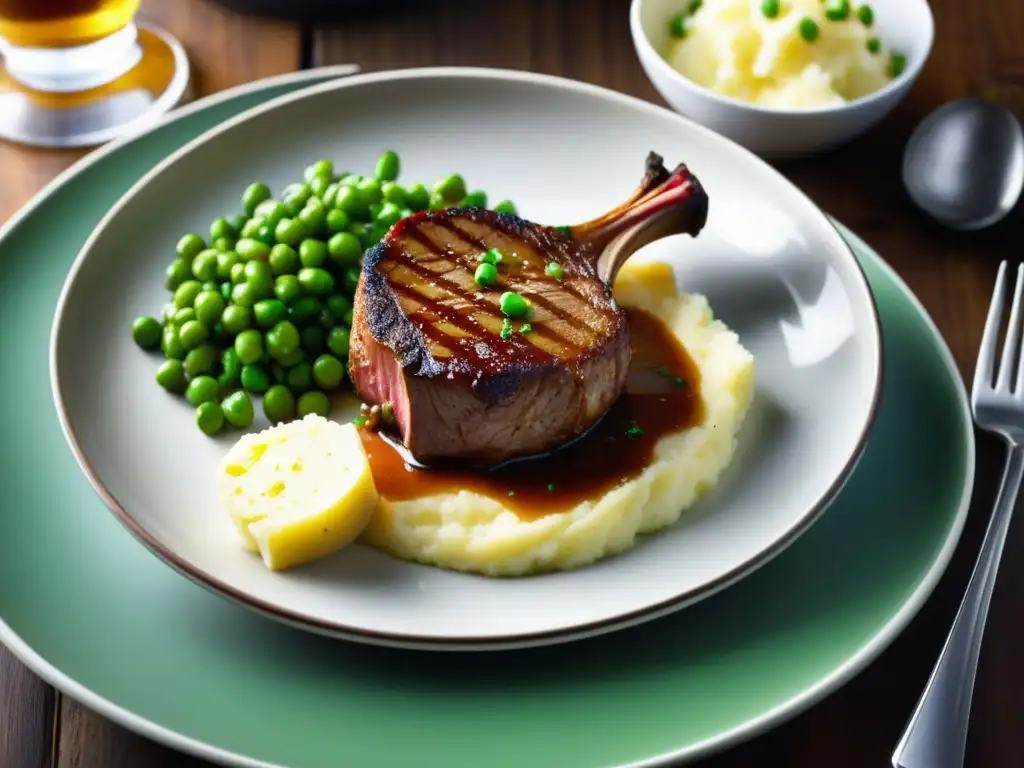 Delicias culinarias de Nueva Zelanda - Chuletón de cordero jugoso, puré de patatas cremoso y coloridas verduras asadas