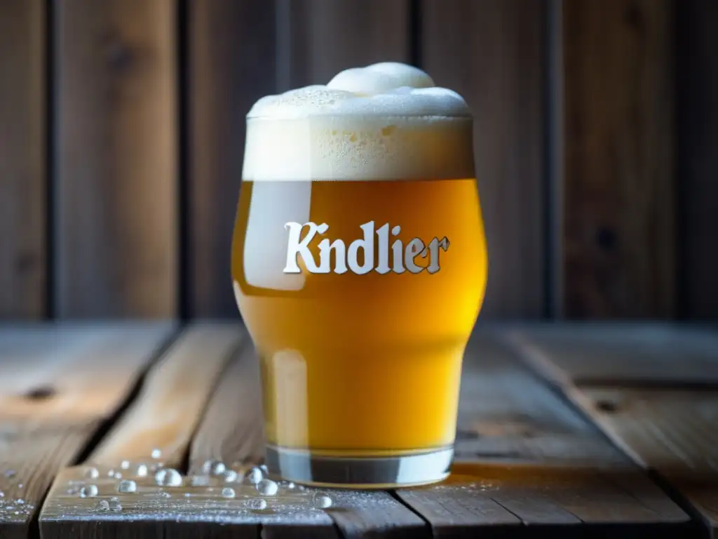 Cerveza Berliner Kindl Weisse con espuma blanca y ingredientes frescos -