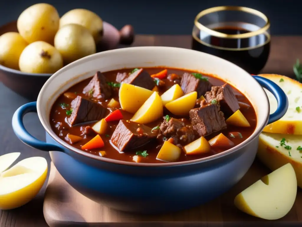 Deliciosa goulash checa con carne tierna, papas doradas y especias aromáticas