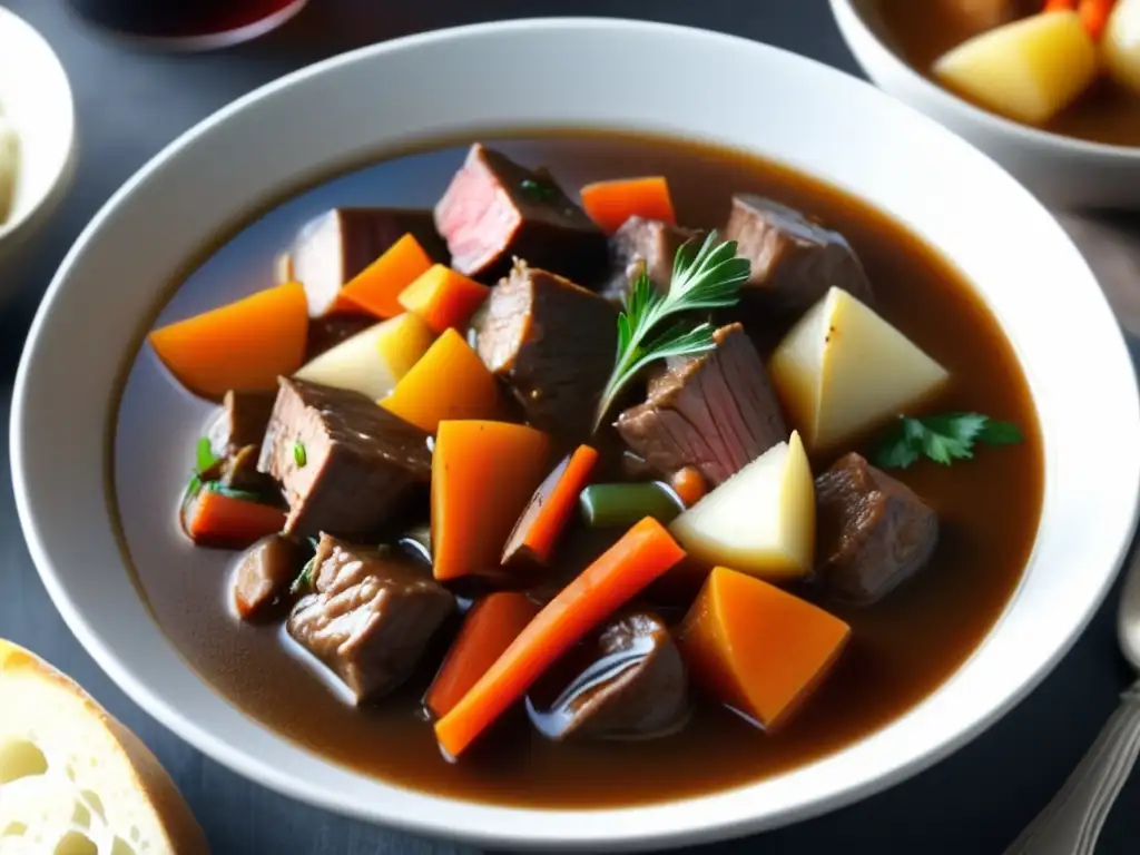 Deliciosa y tentadora sopa de carne con cerveza de abadía: un festín para los sentidos