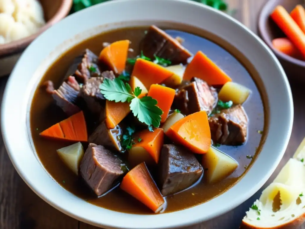 Deliciosa estofado tradicional irlandés en cuenco de barro - Bares en Dublin