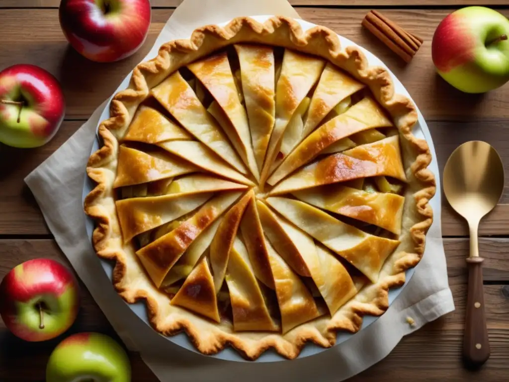 Deliciosa tarta de manzana recién horneada en una mesa de madera rústica