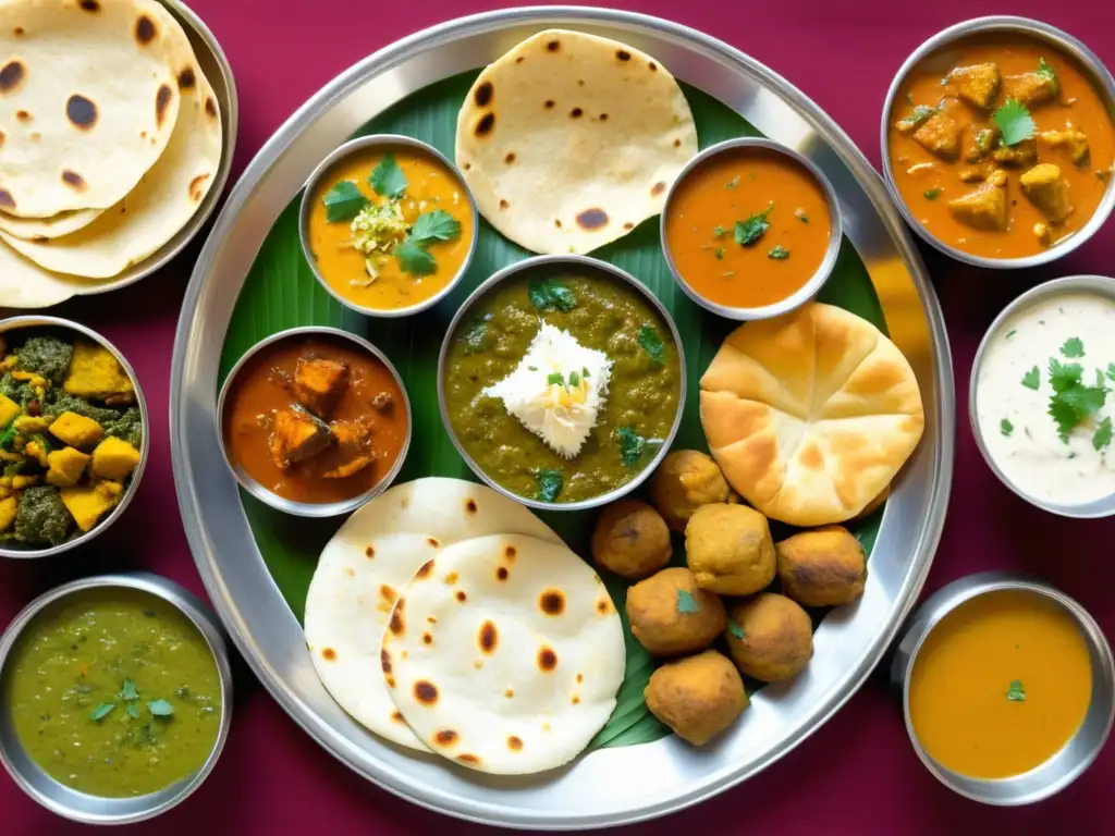 Deliciosa comida india en un thali tradicional - Doble IPA y Comida India