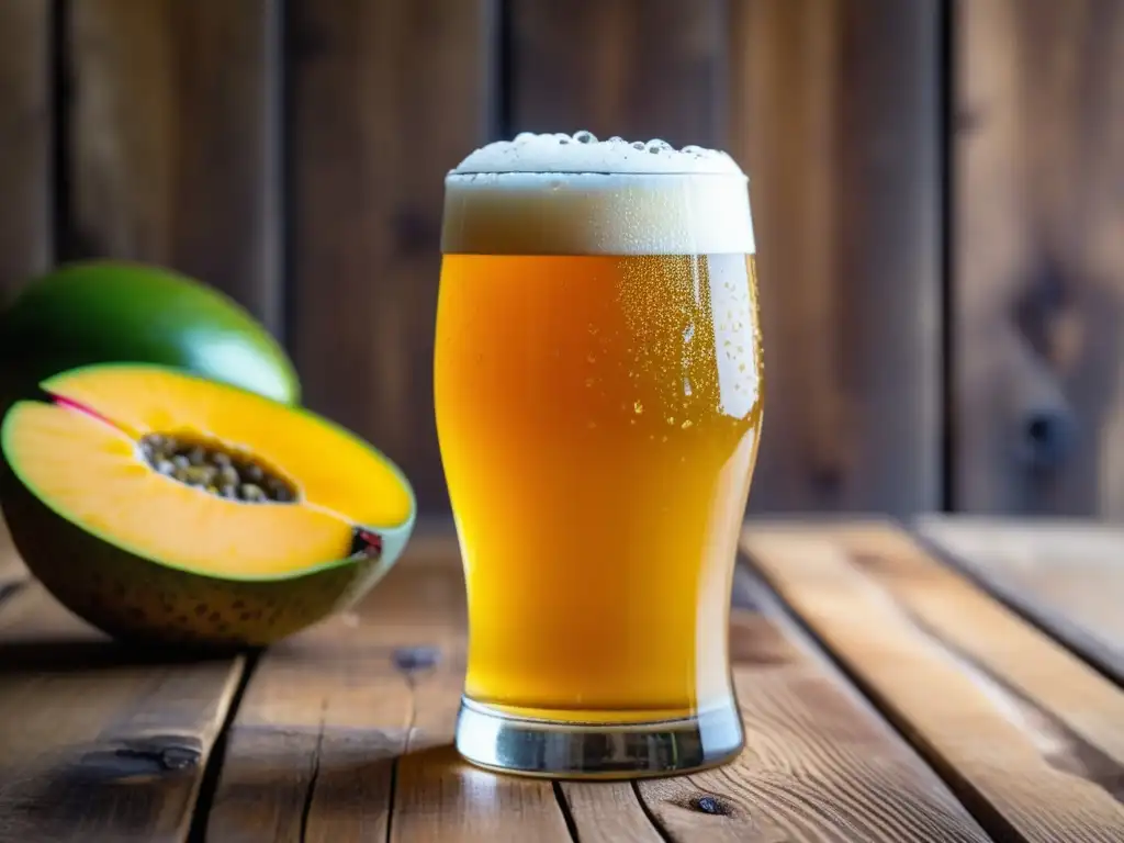 Cerveza artesanal con frutas tropicales y detalles elegantes - Innovación cervecera