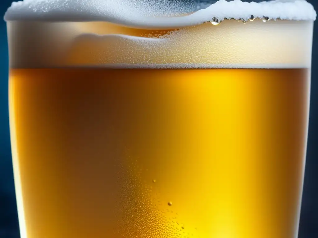 Imagen detallada de una cerveza dorada y burbujeante en un vaso, que representa los costos y beneficios de una certificación cervecera