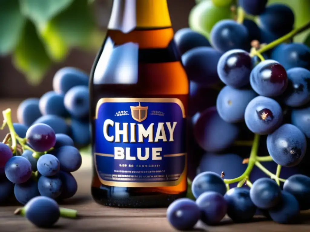 Detalle único de los ingredientes de Chimay Blue, una cerveza belga