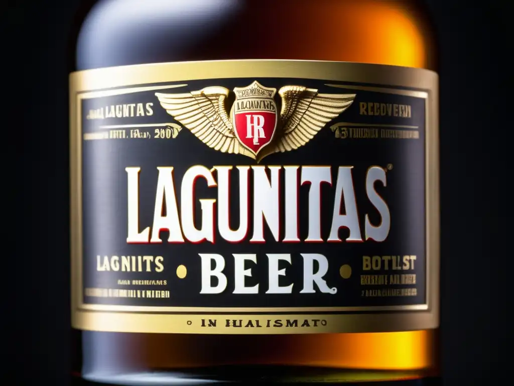 Detalle impresionante de una botella de cerveza Lagunitas: elegante, sofisticada y refrescante