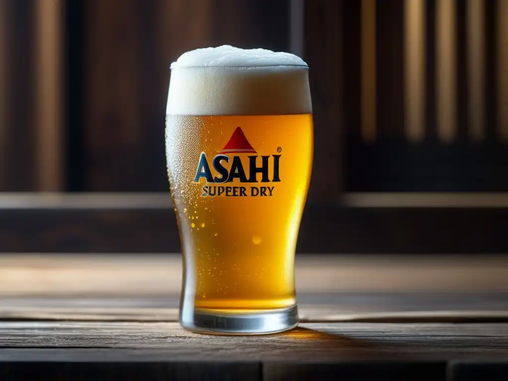 Vaso de cristal de Asahi Super Dry: detalle exquisito y refrescante