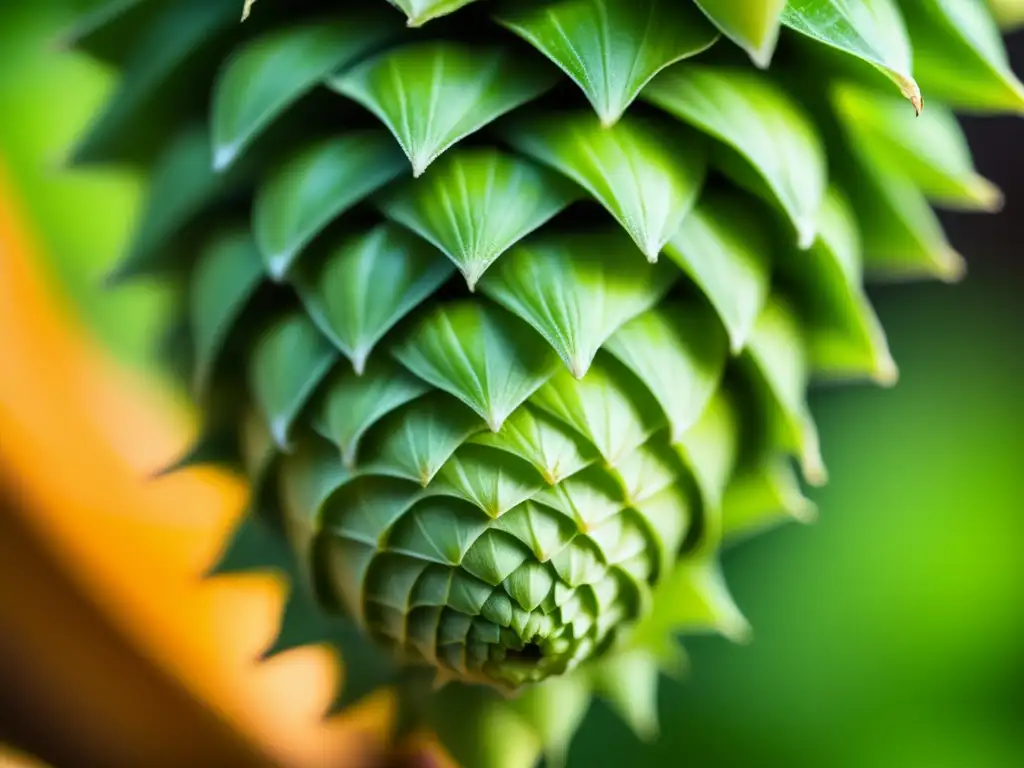 Innovaciones en ingredientes, closeup de un cono de lúpulo verde exuberante, resaltando su estructura y colores vibrantes