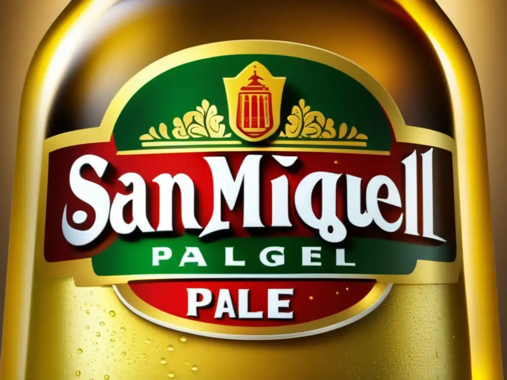 Botella de cerveza San Miguel Pale Pilsen: detalle exquisito, autenticidad y refrescante