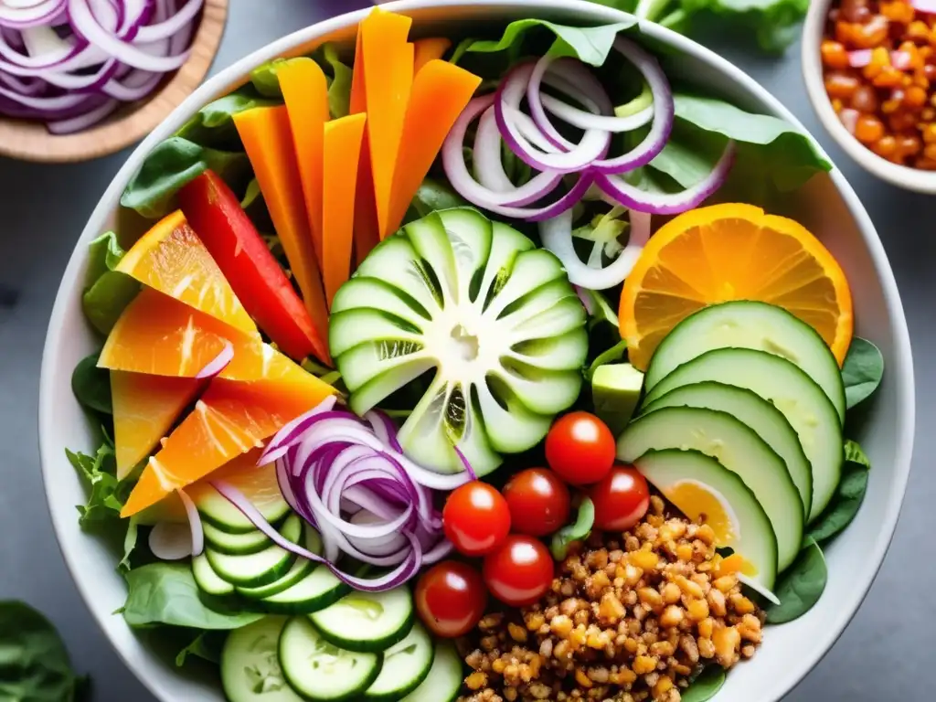 Ensalada vibrante y colorida con cervezas ácidas y frescos ingredientes