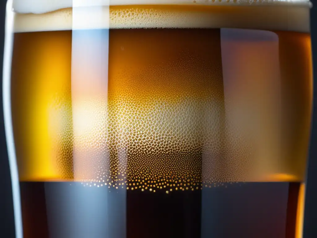 Cervezas Nitro: Cálida, suave y sofisticada, esta imagen captura la magia de la espuma nitrogenada en una pinta de cerveza