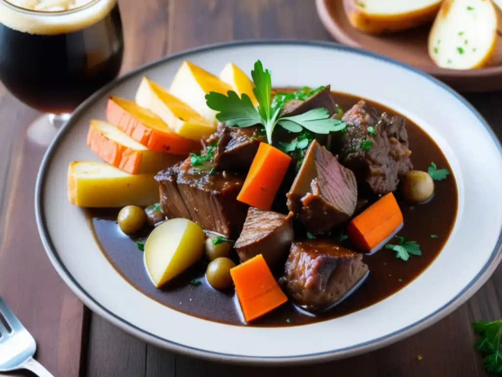 Estofado de cordero y Doppelbock: un plato abundante y reconfortante con sabores terrosos y cerveza oscura