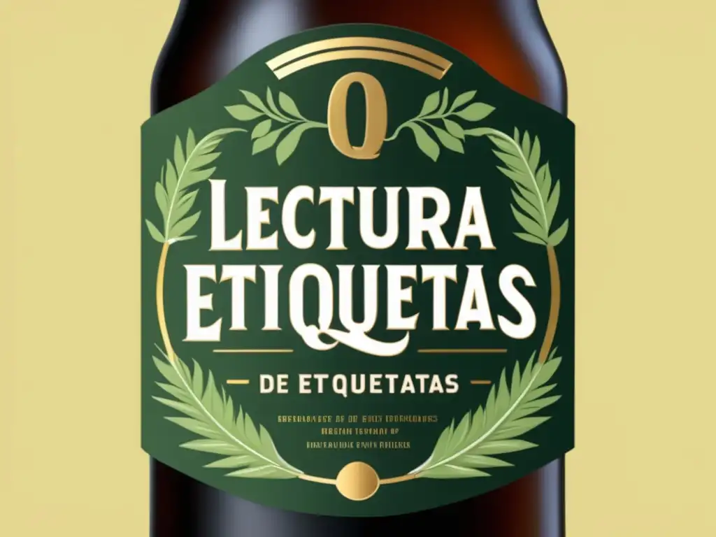 Etiqueta de cerveza con ilustraciones detalladas y 'Lectura de etiquetas'