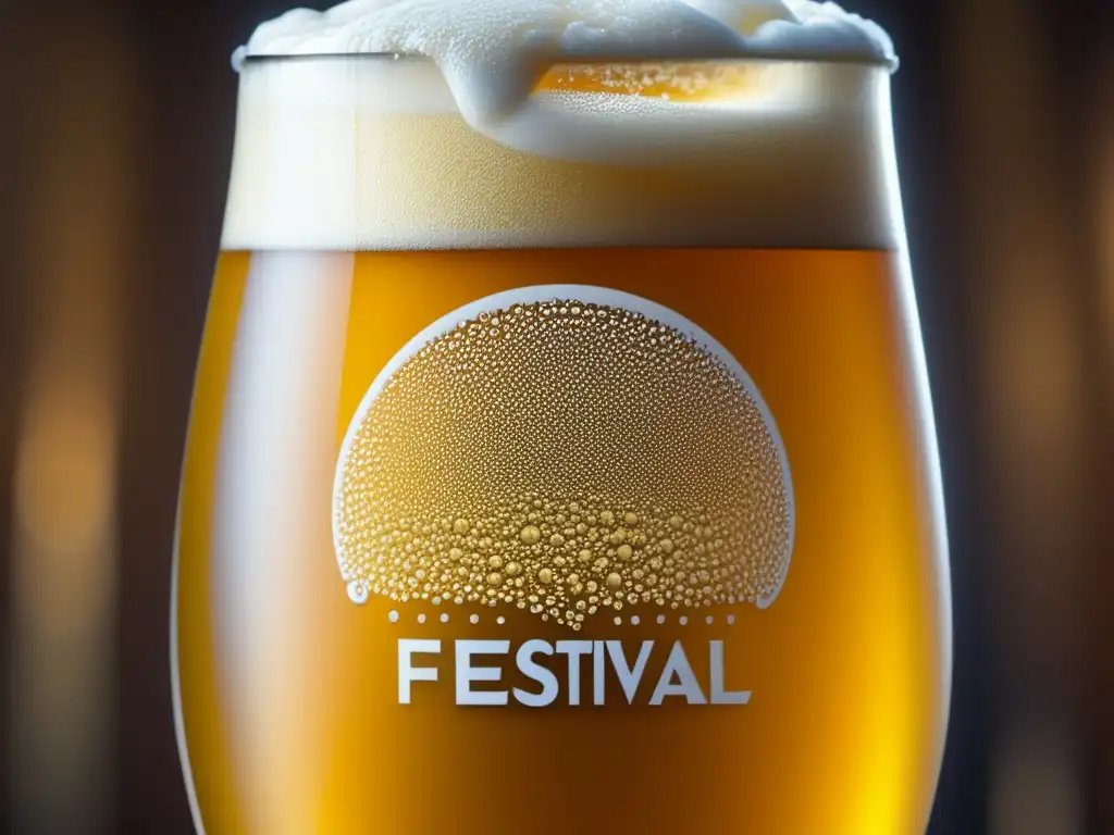 Cerveza dorada en vaso adornado con espuma, capturada con detalle en el Festival de la Buena Cerveza en Wroclaw