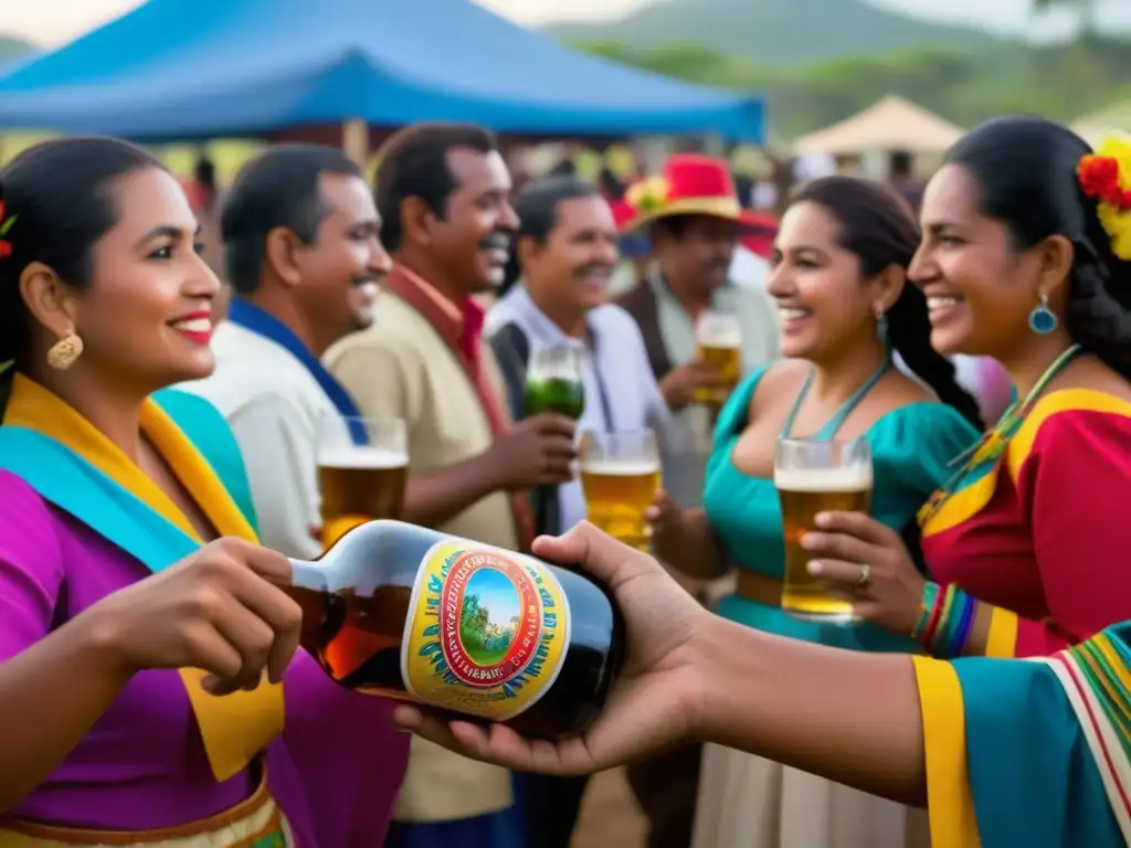 Grupo de personas en festival cultural en Nicaragua con ropa tradicional, actividades culturales y Cerveza Victoria