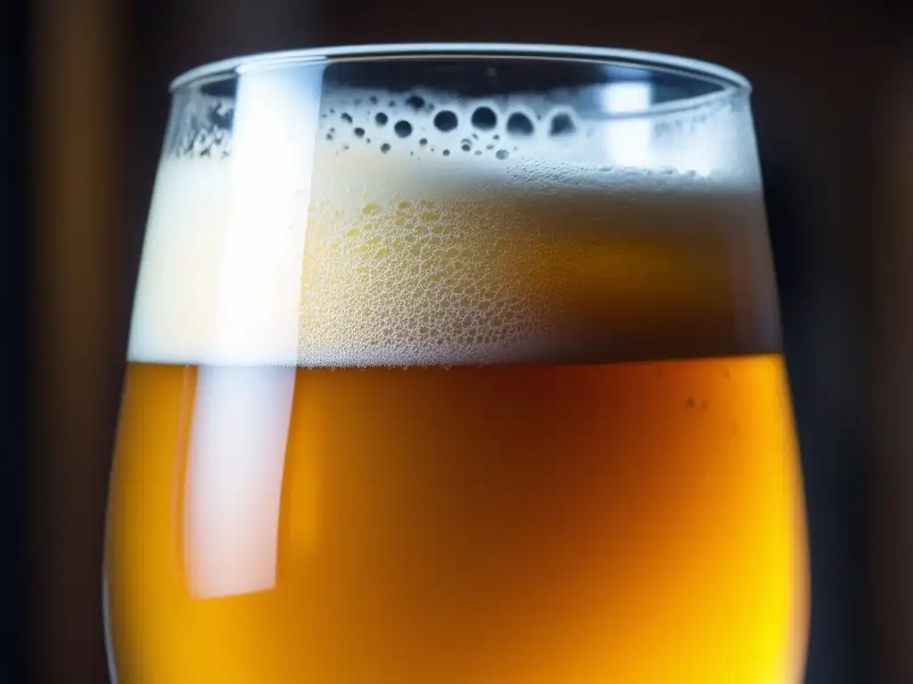 Cerveza American IPA con condensación, burbujas y tono ámbar