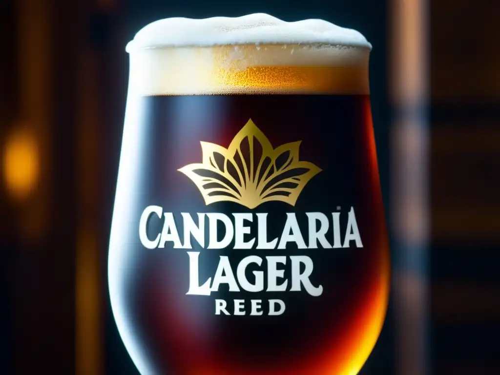 Cerveza Candelaria Red Lager, color ámbar intenso y espuma abundante