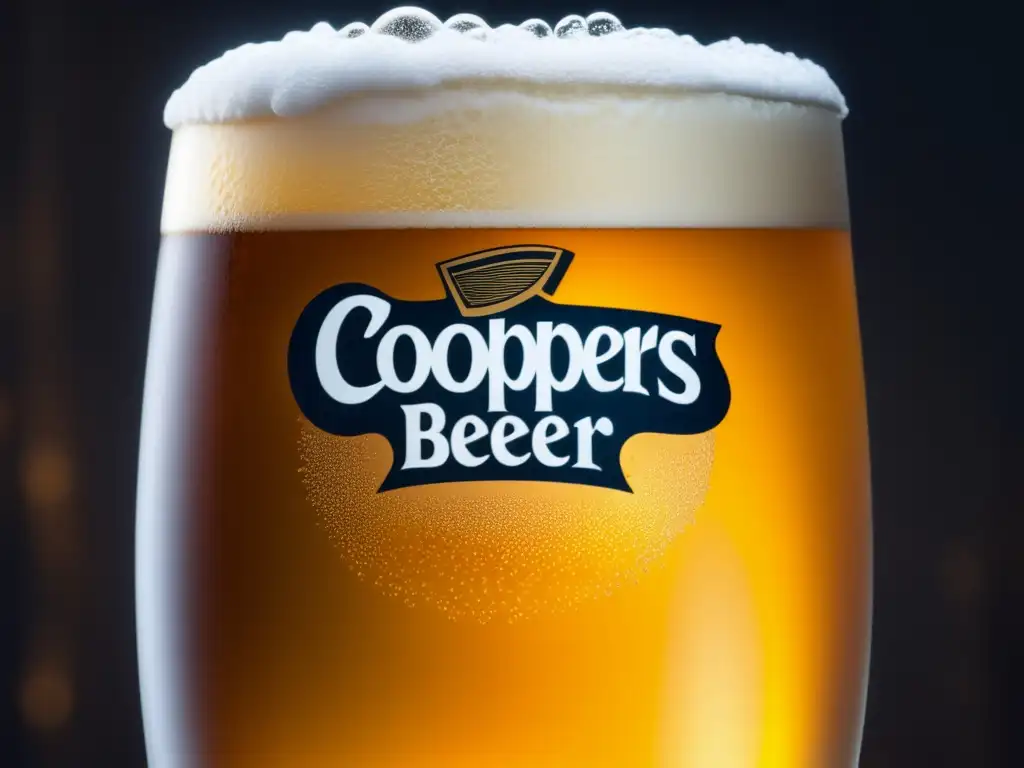 Coopers: cerveza dorada con burbujas y vaso en mano