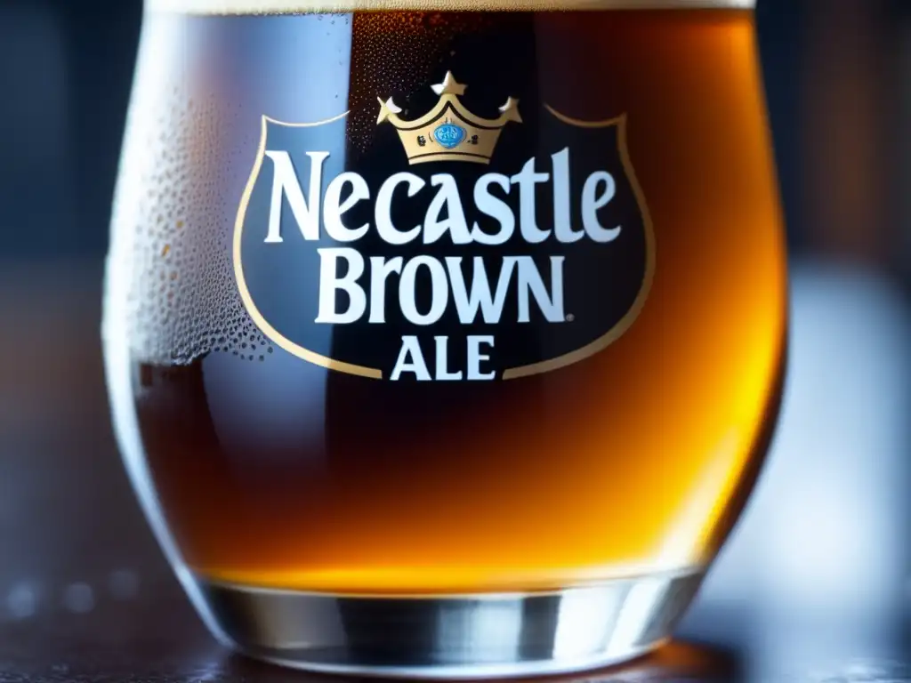 Cerveza Newcastle Brown Ale: Caramelo y burbujas en un vaso elegante