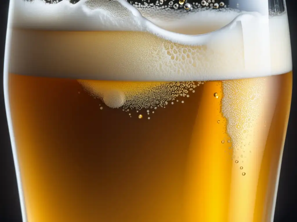 Imagen detallada de una copa de cerveza Früh Kölsch dorada, con burbujas y espuma delicada