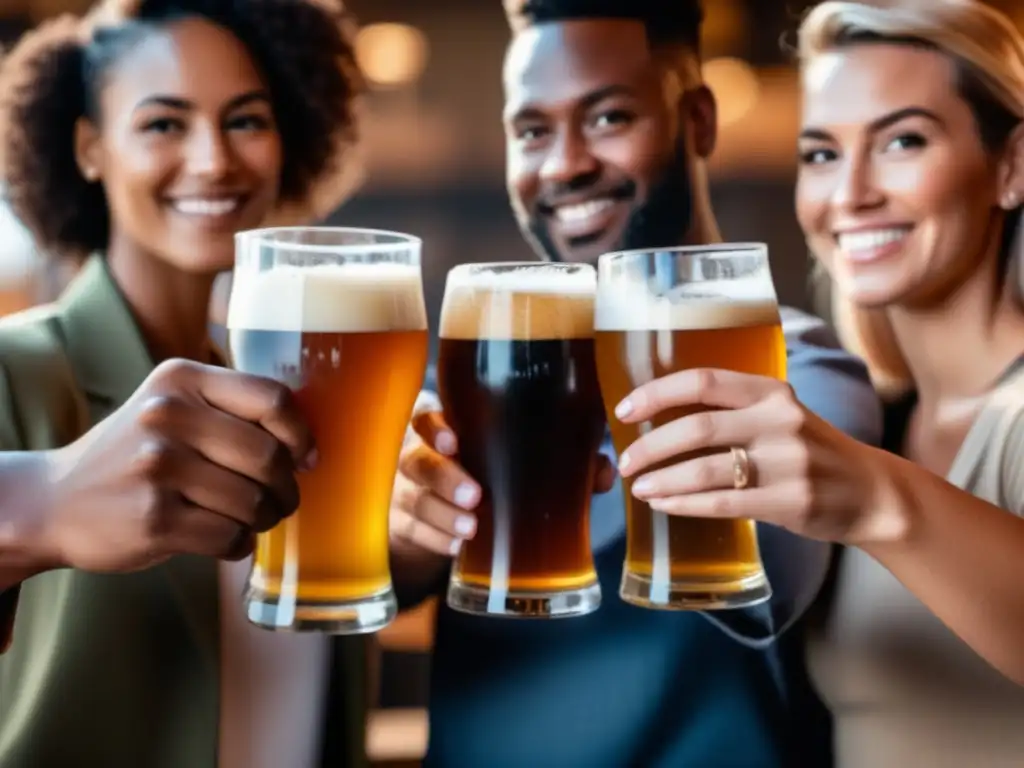 Grupo diverso celebrando la inclusión en una cervecería - Mercado Diverso