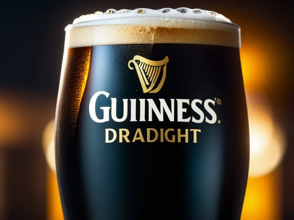 Pintura perfecta de Guinness Draught, con textura aterciopelada y burbujas ascendentes