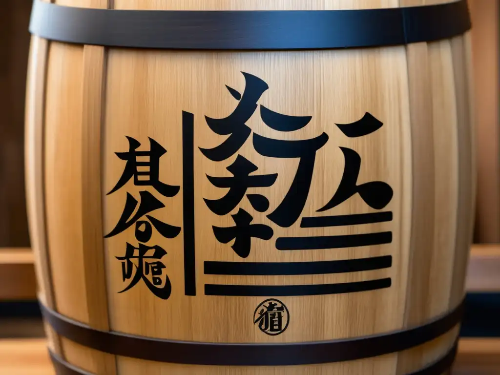 Barril de roble envejecido de Awamori, licor tradicional de Okinawa, resalta la artesanía y la historia de Japón