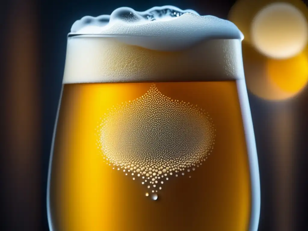 Una cerveza artesanal de Antares congelada en un vaso transparente, resaltando la calidad y ambiente de Bar Antares en Buenos Aires