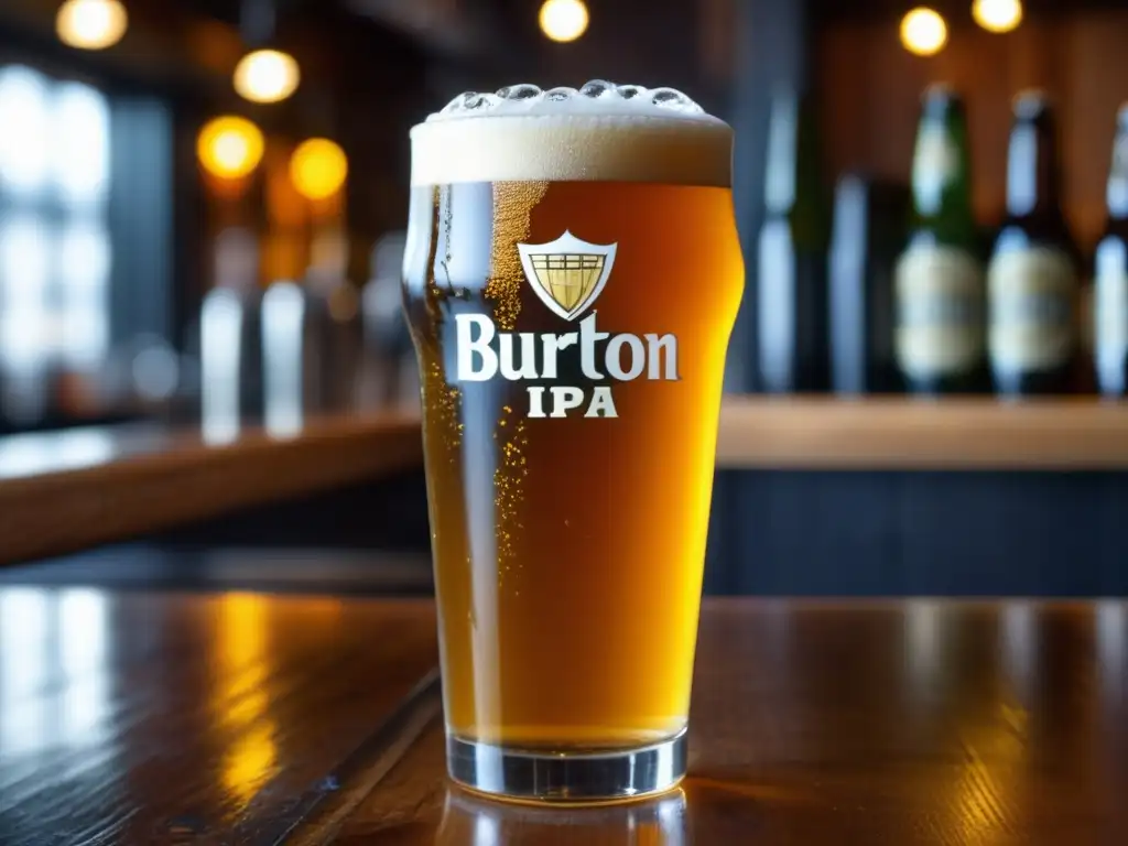 Cerveza Burton Baton English IPA en vaso, refrescante y detallada