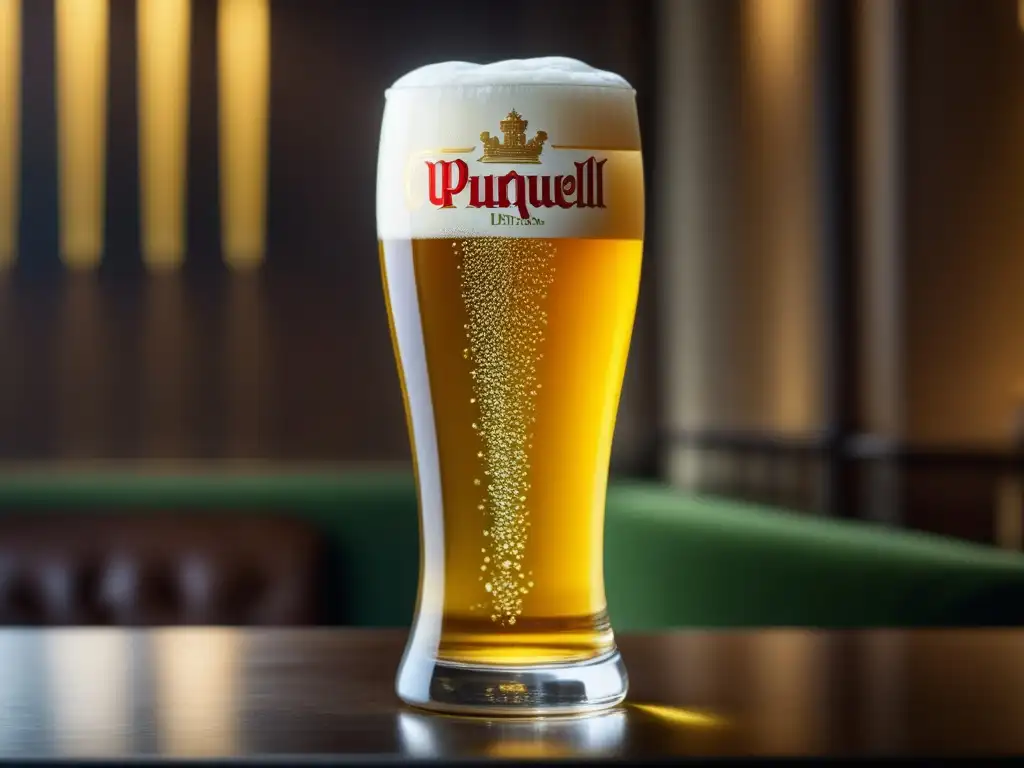 Pilsner Urquell en elegante vaso de cerveza con burbujas y espuma, Lagers del Mundo