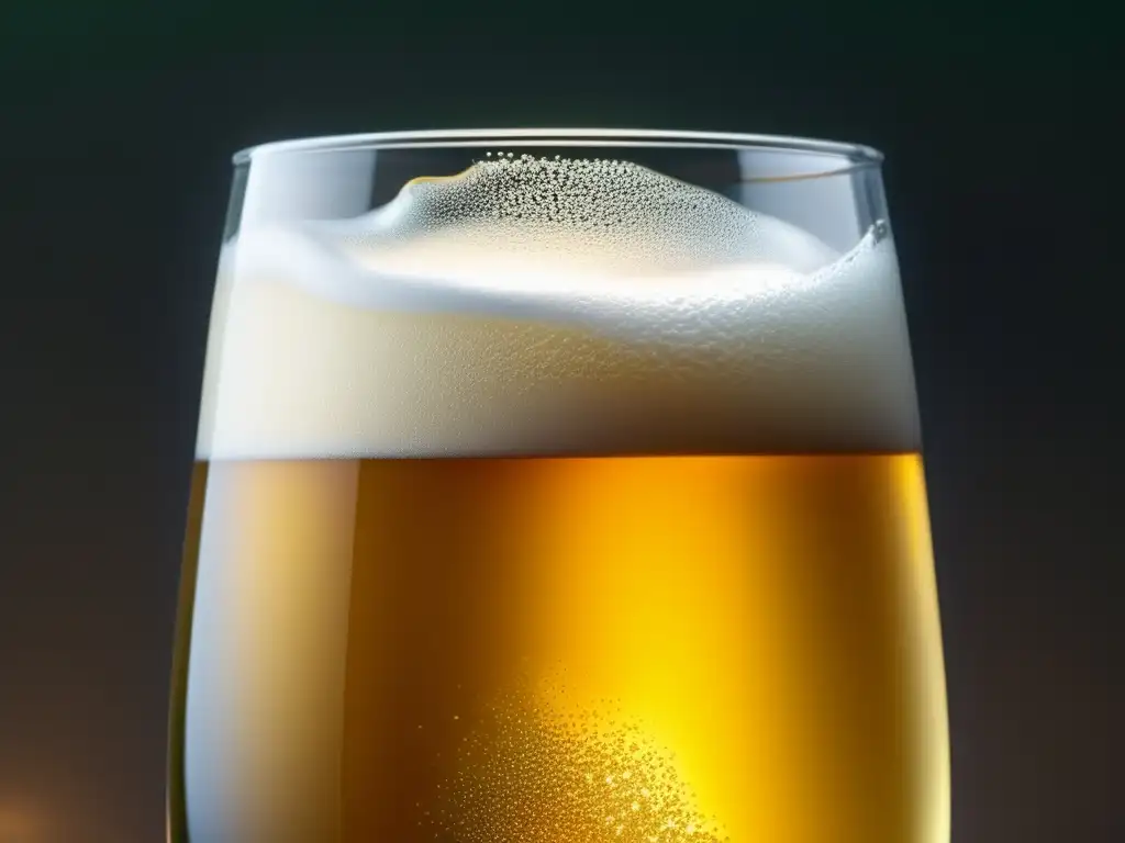 Cerveza Pilsner Urquell en vaso, con detalle y calidad