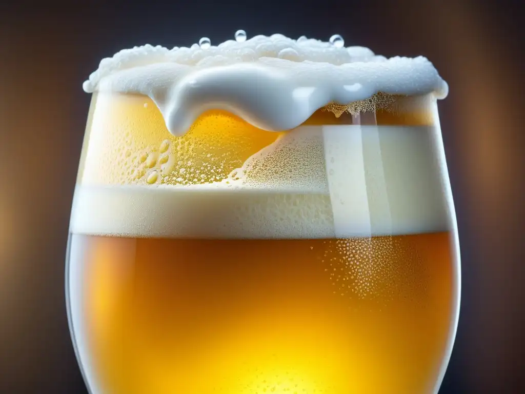 Cerveza artesanal de edición limitada en vaso de vidrio con espuma cremosa y detalles efervescentes