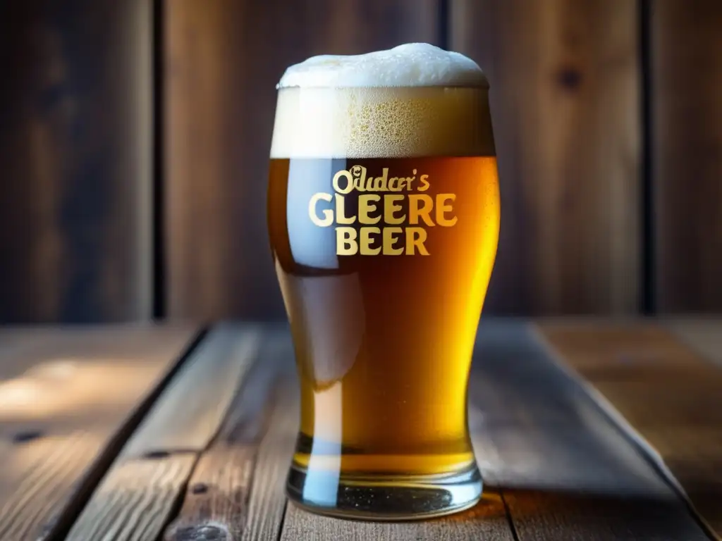 Vaso de cerveza sin gluten dorada en una mesa de madera con iluminación natural - Tendencia Saludable