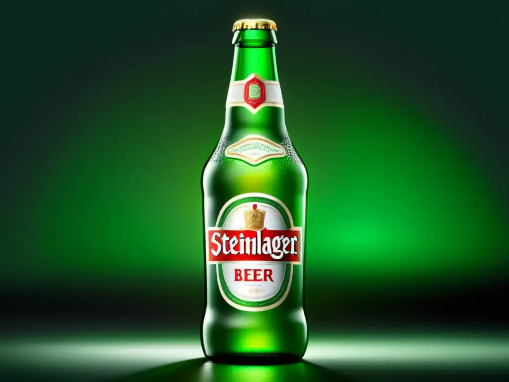 Botella de cerveza Steinlager en 8K, con detalles y condensación, elegante y refrescante